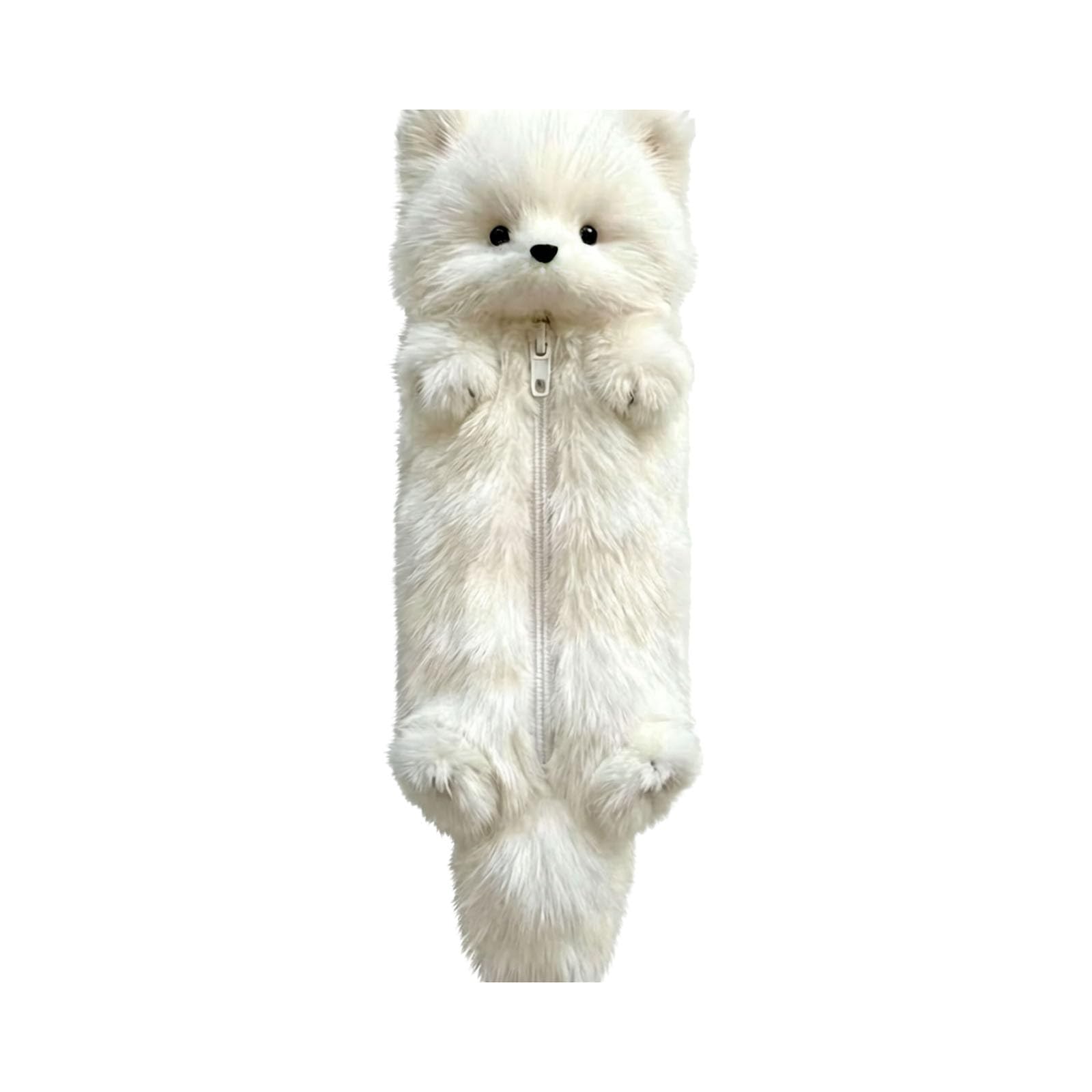 Plush Fox Pencil Case,Cute Pencil Case Fluffy Animal Shaped Stationery Pouch with Zipper Pen Holder Portable Stationery Storage Bag & Cosmetic Organizer for School Supplies Office Storage