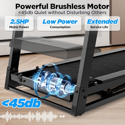 Image of 300 lbs Portable Folding Treadmill, 2.75 HP Foldable Compact Treadmill for Home Office, Walking Running with LED Display for Exercise with Incline, 64 Programs