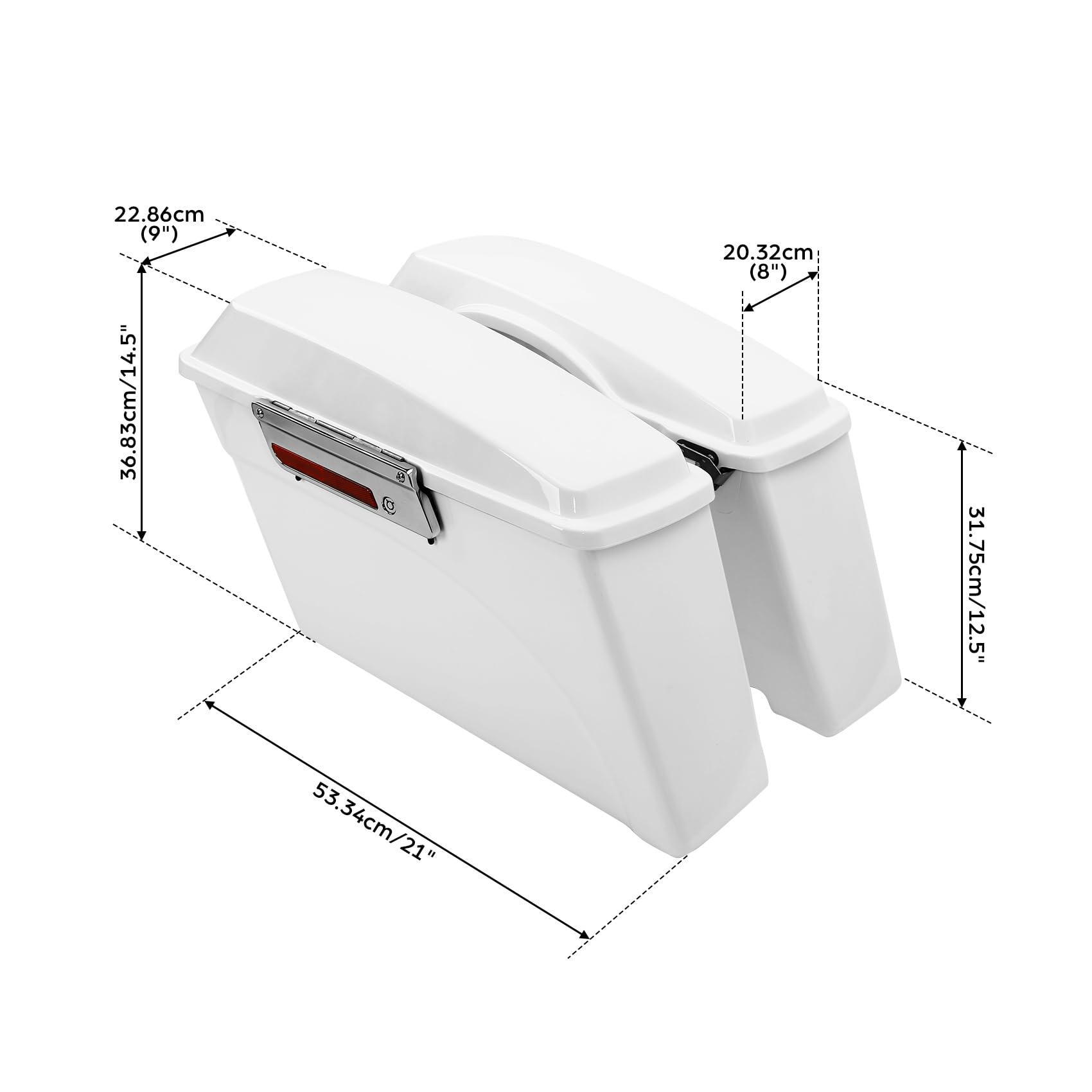 Green-L White Hard Saddlebags with Chrome Latches Fit for Harley Touring Road King Electra Glide Ultra Street Glide 1994-2013