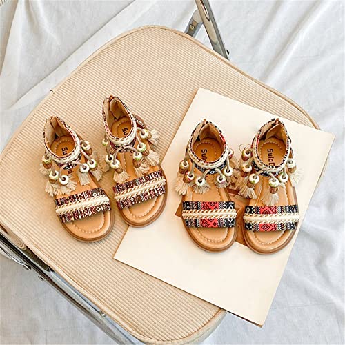 Girls Sandals Girls Open Toe Sandals Stilettos Fashion Tassel Ankle Strap Pumps Back Zip Little Girls Sock2