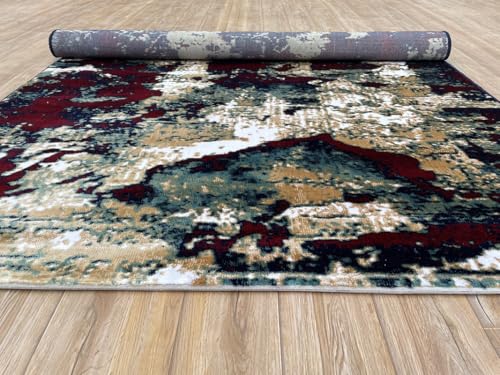 Image of Modern 2x5 Feet (60x150 CM) Silk Touch Carpet for Hallway Bedroom | Washable Anti-Skid | Multicolor Mandala Pattern | Stain-Resistant Floor Rug for Bedside Hallway