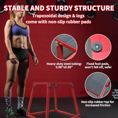 Plyometric Jumping Box, Steel Plyo Box for Exercise, Metal Exercise Step Up Box with Anti-Slip Surface for Home Gym Training