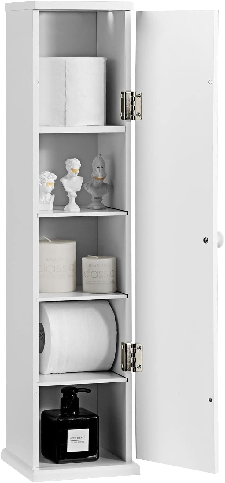 Amazon.com: Salches Small Bathroom Storage Cabinet, Free Standing Toilet Paper Holder with 4 ...