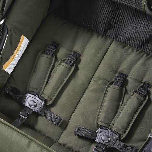 Image of Familidoo H4E Quad Lidoo Lite 4-Seater Stroller Wagon for Kids, Lightweight & Foldable with Reclining Seats, 5-Point Harness, Double Canopy & Rain Cover (Olive)