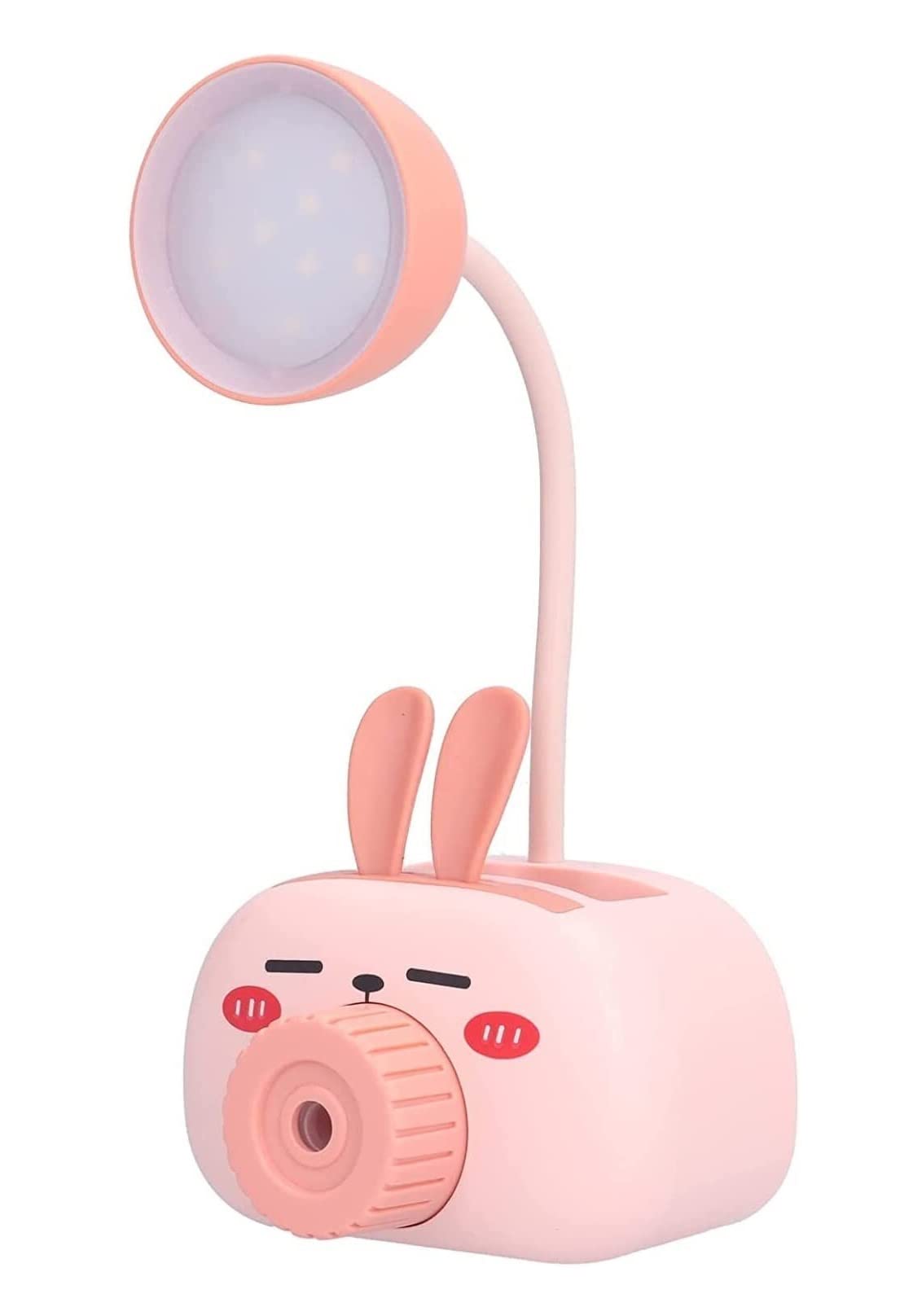 Lámpara Escritorio Lámpara De Escritorio LED Mesa Ajustable Encantadora, Carga USB Lindo con Sacapuntas para Hacer La Tarea Protección Ocular(Pink)