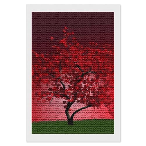 Peinture diamant 5D fleurs de cerisier rouges broderie diamant haut de gamme