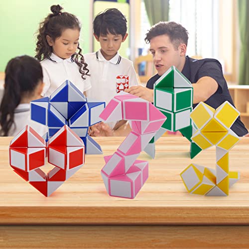 Lendod 20 Pack 24 Blocks Party Favors Medium Magic Snake Cube Fidget Toy Snake Cube Twist Puzzle Magic Speed Cubes Toy For Kids Party Bag Fillers, Party Supplies, Classroom Rewards And More #TOP5