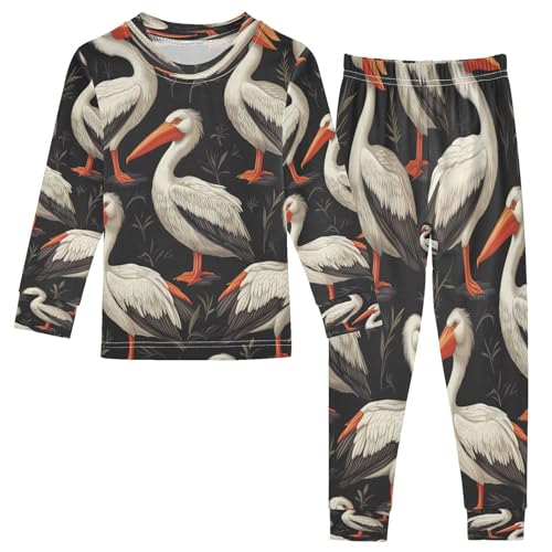 Pajama Sets Long Sleeve Pelican Pattern Print Design Soft Comfy Sleepwear 2 Piece PJS 3-8T