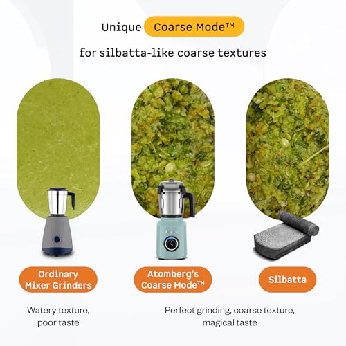 Image of Atomberg Zenova Flex Blender Mixer Grinder For Kitchen | Smart BLDC Motor | Grinds Like 1000 Watt | Coarse Mode for Silbatta Texture | 5 Jars With Chopper, Blend & Carry Jars | Hands-Free (Misty Teal)