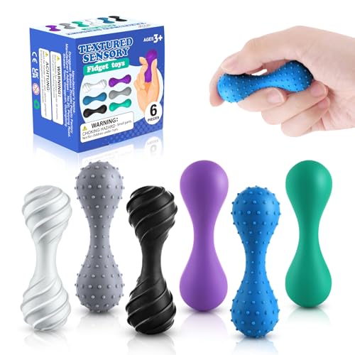 Fidget Toys Adults Sensory Stone: 6 Pack Textured Sensory Toys for Kids Autism ADHD Calming, Small Stress Toy for Anxiety Relief, Quiet Fidgets for Office, Classroom, Travel, Stocking Stuffers