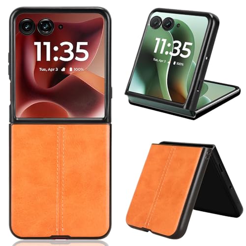 Étui en cuir PU jaune pour Motorola Razr Ultra 2025 antichoc