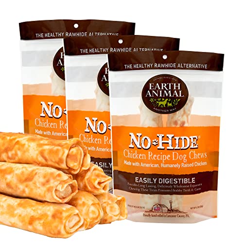 EARTH ANIMAL No Hide Medium Chicken Flavored Natural Rawhide Free Dog Chews Long Lasting Dog Chew Sticks | Dog Treats for Large Dogs | Great Dog Chews for Aggressive Chewers EARTH ANIMAL No Hide Medium Chicken Flavored Natural Rawhide Free Dog Chews Long Lasting Dog Chew Sticks | Dog Treats for Large Dogs | Great Dog Chews for Aggressive Chewers