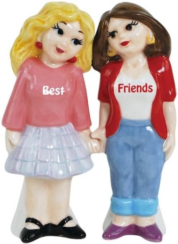 Westland Giftware Magnetic Ceramic Salt and Pepper Shaker Set, Mwah Best Friends, 4-Inch, Set of 2