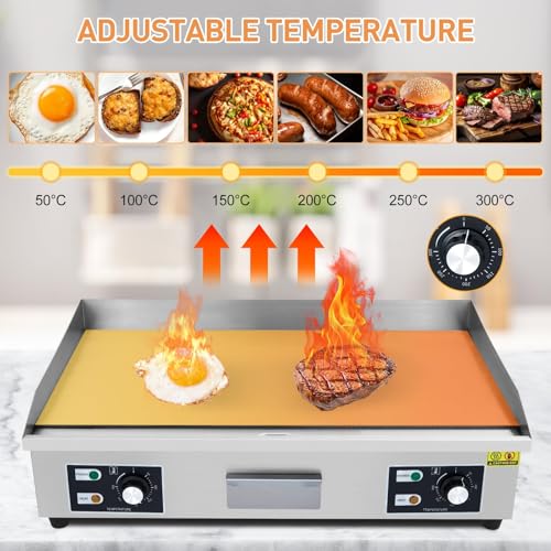 Image of Garvee 29 In Commercial Electric Griddle, Flat Top Grill Countertop Griddle | 3000W 110V Non-Stick Stainless Steel Teppanyaki Grill for Restaurant Kitchen Outdoor BBQ