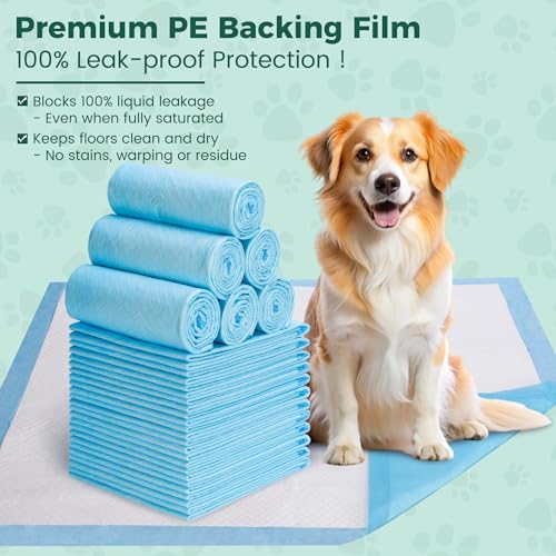 Image of 100 Count Dog Pee Pads Extra Large 28 inchx34 inch, Super Absorbent X-Large 100 Pack Puppy Pads Leak-Proof & Quick-Dry Disposable XL Potty Pee Pads for Dogs, Puppies, Doggy
