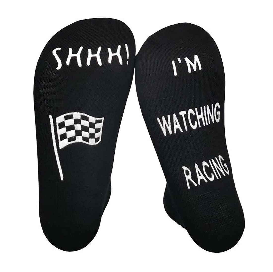 'SHHH I'm Watching Racing' Nolvety Funny Ankle Lounge Socks - Gift For Racing Fans