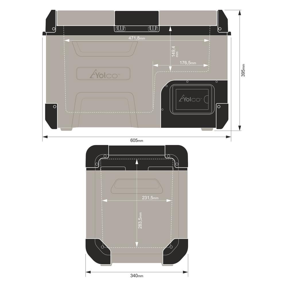 Yolco Kompressor Kühlbox 18L oder 25L, 60W, für Camping, Auto & Reisen | Kühlt bis -20°C, 12V/24V/230V, Bluetooth App, Akku- & Solaroption, USB, für Auto, Festival & Outdoor