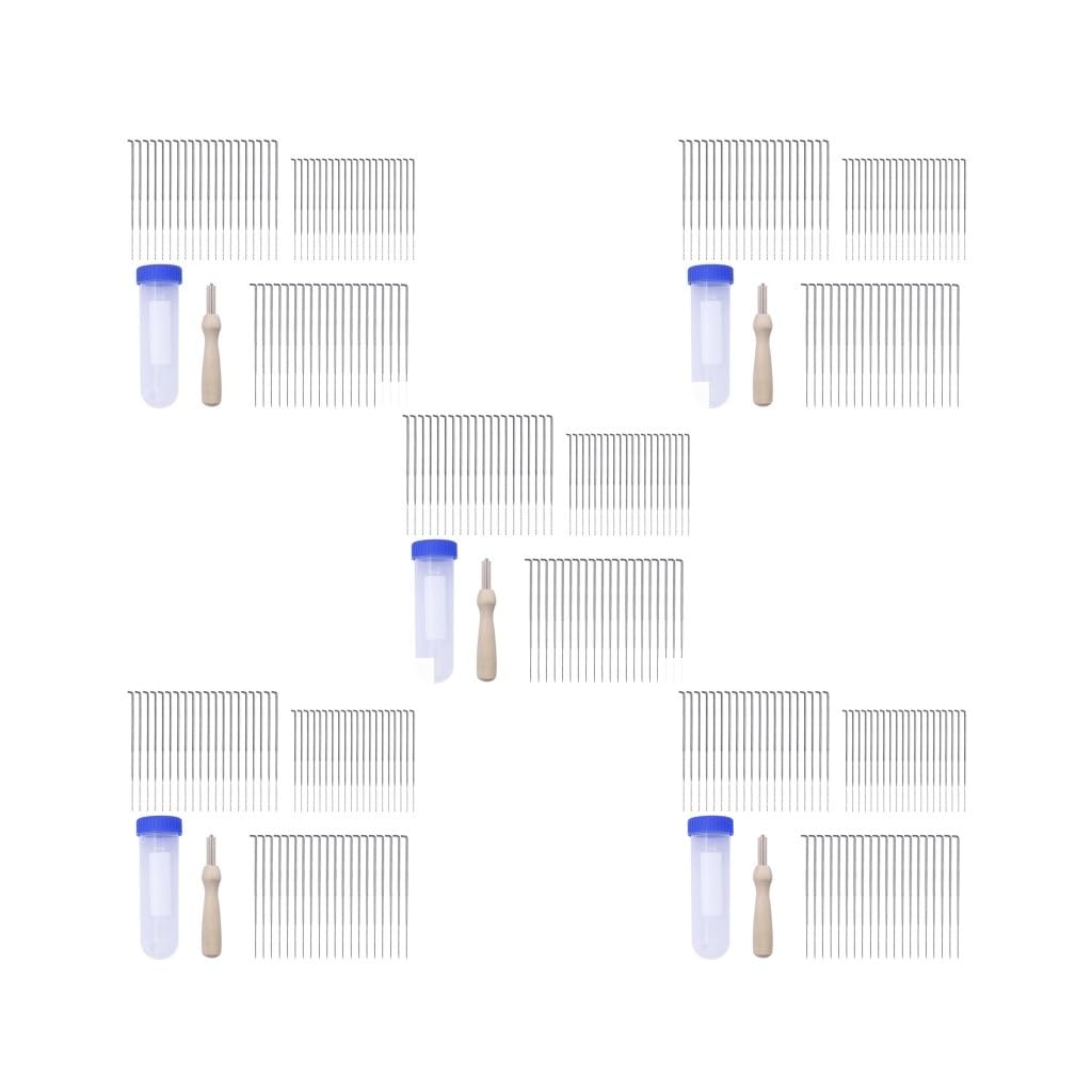 5 Set 60 Stück 3 Größen Filznadeln Kit mit transparenter Flasche und Holzgriff DIY Pin Handwerk Filz Werkzeug Set