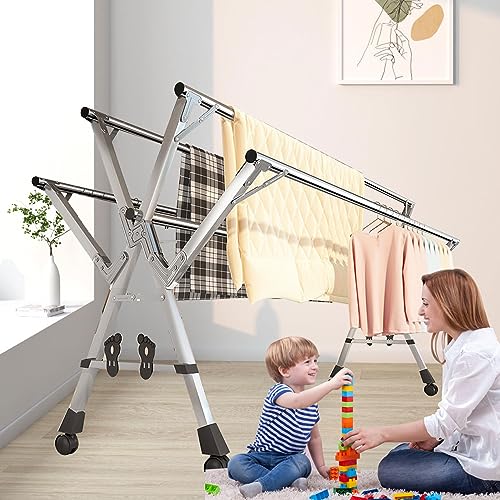 Séchoir extensible balcon et jardin étendoir mobile inox