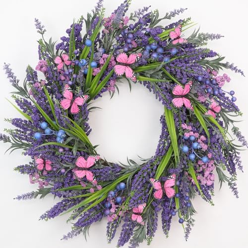 Lavender Wreaths for Front Door 24 Inch Spring Summer Wreath with...