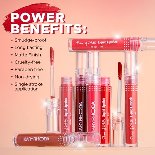 Image of Hilary Rhoda Power Of Matte Liquid Lipstick | Buildable Colour | Long Lasting & Matte Finish | Lightweight & Non-Drying Formula | Smudge Proof & Non-Transferable | 3ml (Classic Maroon - Shade 23)