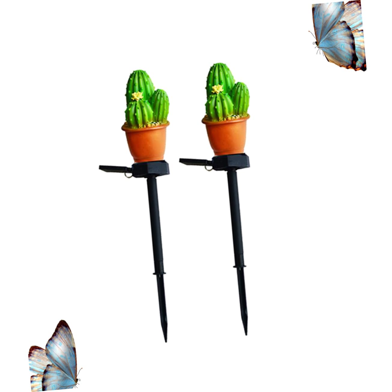 Happyyami Kaktus Bodenleuchte 2 Stück Silikon Grün für Außen