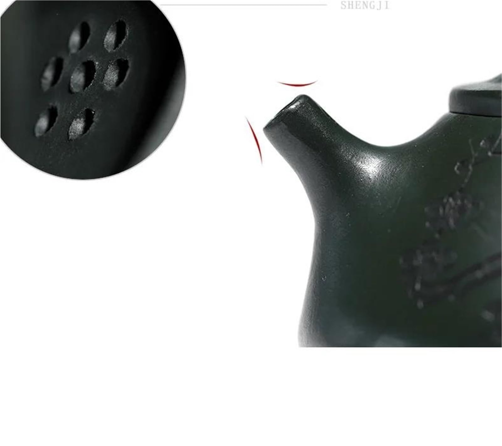 Théière Artisanale en Terre Crue Vert foncé avec Filtre, Service à thé Zisha, théière Ancienne en Argile Violette d'Yixing (200 ML), théières et cafetières, Service à thé de Voyage