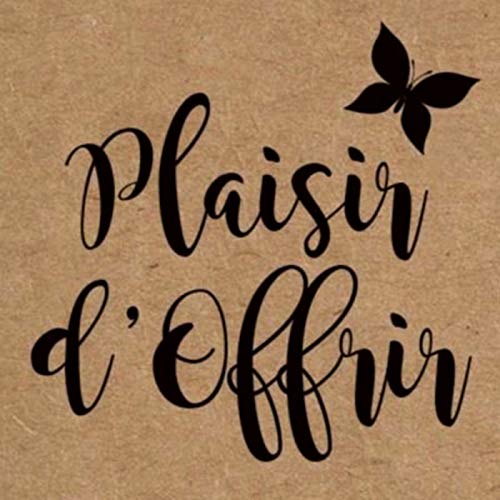 Générique 40 étiquettes Autocollantes Plaisir D'OFFRIR. 3.5 x 3.5 cm; Noir sur Fond Kraft Cover