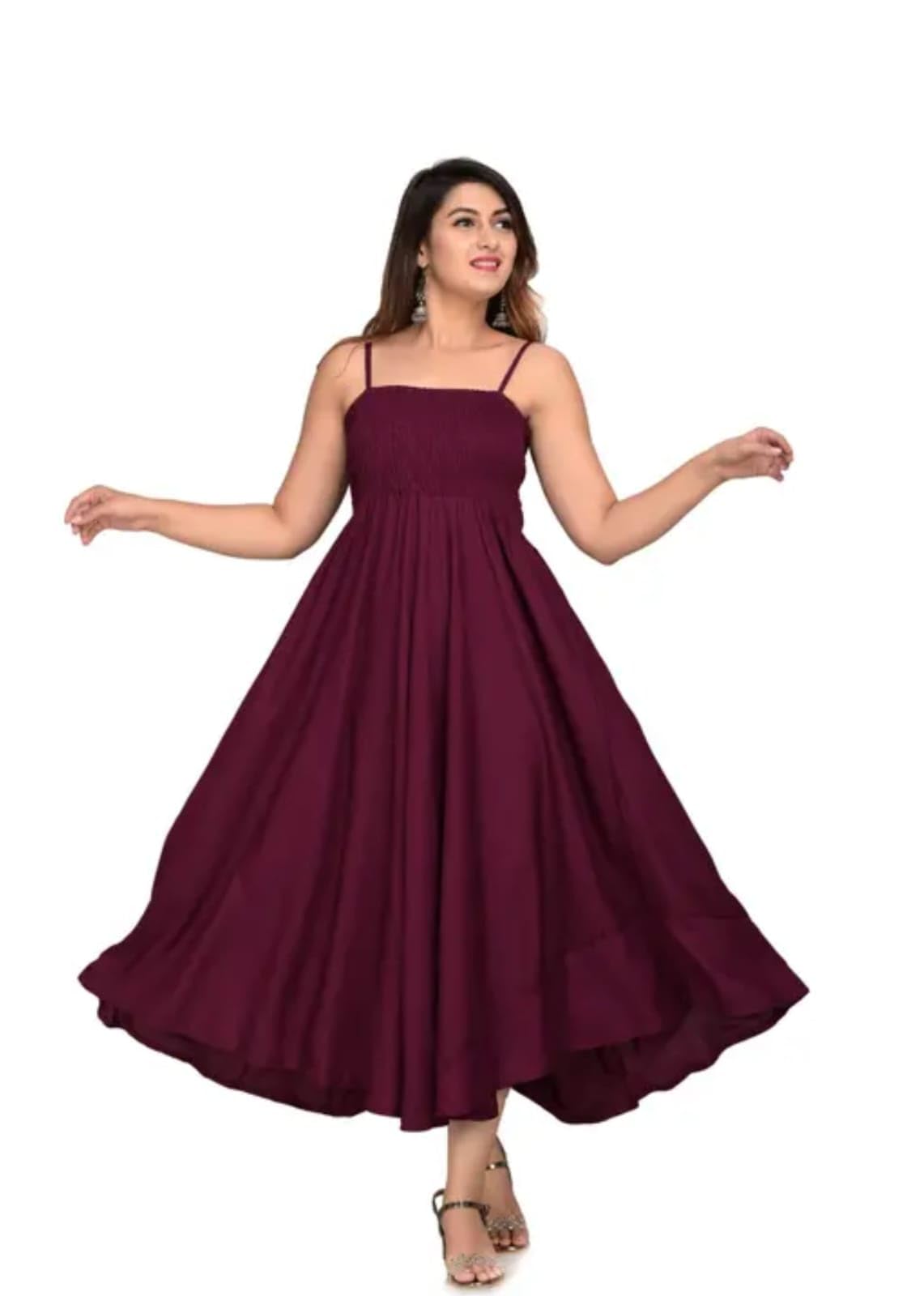 Women’s Flared Midi Dress | Stylish Sleeveless Smocked A-Line Dress | Trendy Summer Casual Outfit | Soft Comfortable Elegant Western Dress for Girls & Ladies-picture-23