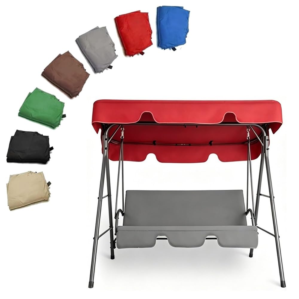 RTVGNSZSJL 77x49in 64x45in Porch Swing Canopy Replacement Outdoor Patio Swing Cover Universal Garden Swing Replacement Canopy Waterproof Oxford Fabric(Red,75x52x6in-190x132x15cm)