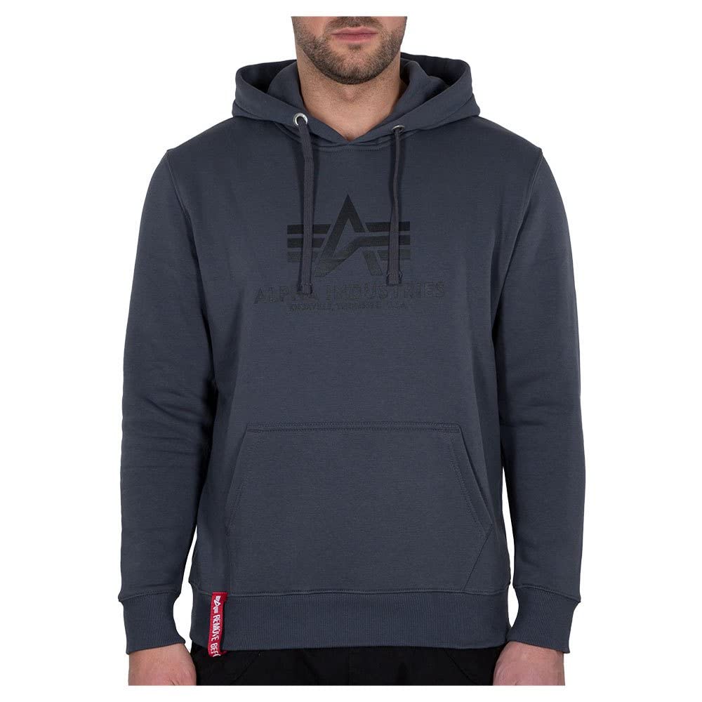 Alpha Industries Basic Hoody Hooded Sweat for Men Greyblack/Black