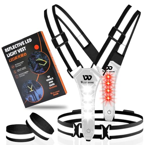 ICOCOPRO Chaleco Reflectante LED para Bicicleta, Chaleco Reflectante, Chaleco para Correr, Chaleco Luminoso para Mujer y Hombre, niños, Reflectantes, Chaleco de Seguridad (Black)