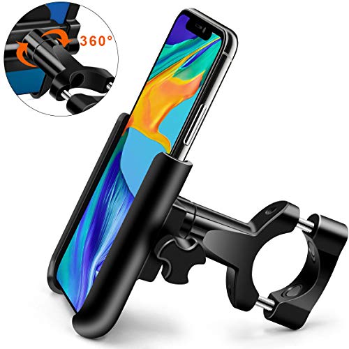 Soporte Movil Bici, HNOOM Soporte Movil Moto Bicicleta con 360° Rotación, Universal Aluminio Porta Telefono Motocicleta Montaña Compatible para teléfonos Inteligentes de 4