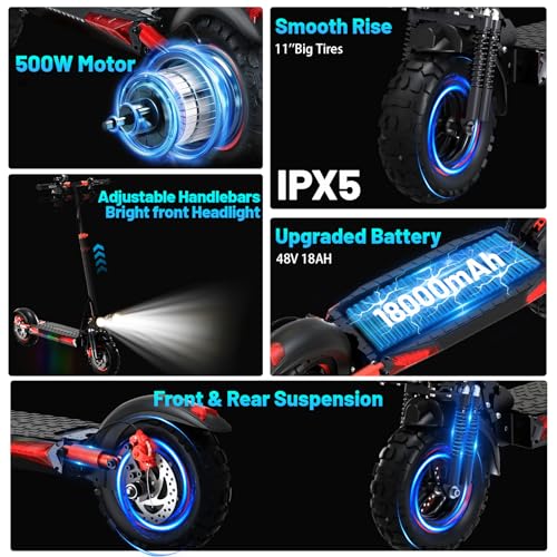 PLAYBIK E-Scooter 11' All-Terrain für Erwachsene, 34 Meilen Reichweite, max 20 km/h, 48V 18Ah...