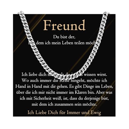PDTU Geschenke für Freund, Edelstahlkette für Männer zum Valentinstag, Halskette an Meine Freund, Liebes Geschenk für Freund Herren zum Hochzeitstag Jahrestag Geburtstag Weihnachten