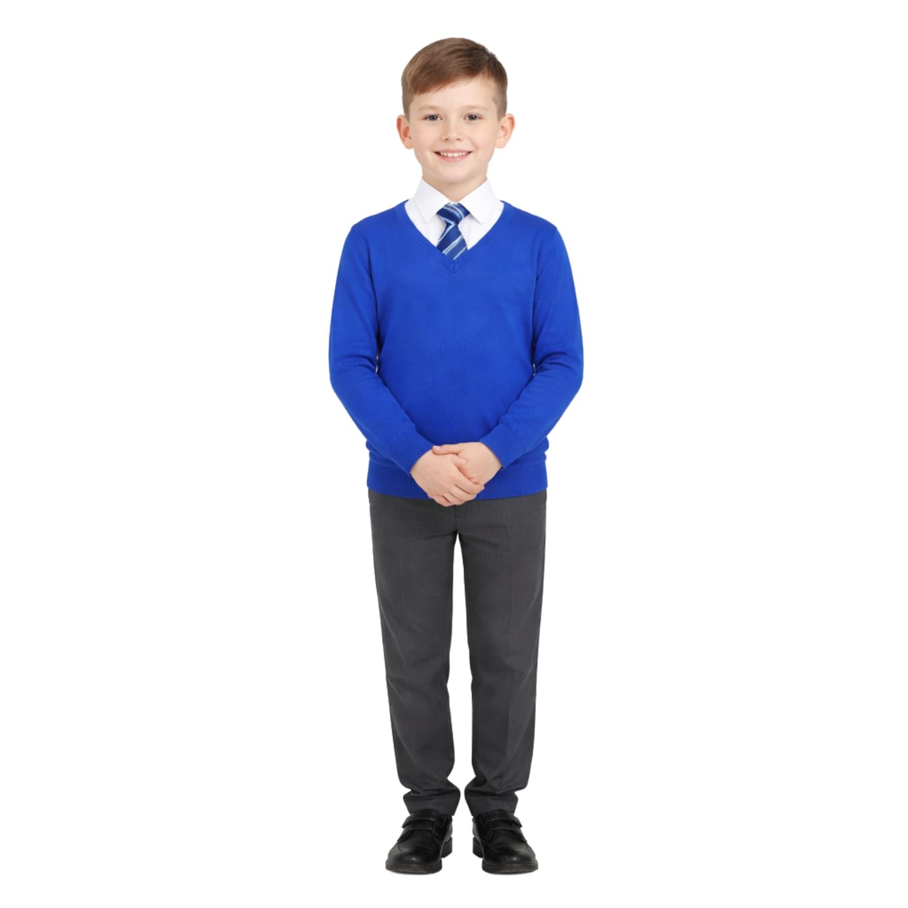 A2zkids (11-12 Years, Royal Blue) Adult Kids Unisex Single & 2 Pack V Neck Jumper
