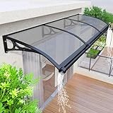 Pensilina Tettoia per Porta Balcone Esterno, Giardino Pensilina per Copertura, Tendalino per Finestra, Tetto Policarbonato Trasparente, per Porta d'ingresso(Dark Gray,31x71in/80x180cm)