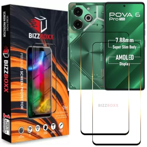 Image of Compatible With Tecno Pova 6 Pro Tempered Glass Screen Protector Guard With Precise Edges - High Definition, Easy Install, Anti-Fingerprint Screen Guard (Tecno Pova 6 Pro) - Pack of 2