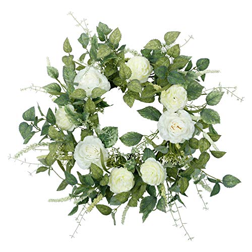 Cloris Art Wreath for Front Door, 22 Inch Artificial Ranunculus Wreath for Home