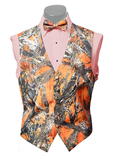Camo Vests for Men Camouflage Formal Waistcoat Wedding Groom Casual Hunting (Orange, Boys 10)3
