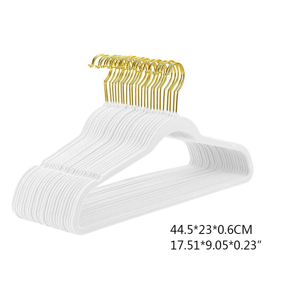 SZYDD Gold Hook Non-Slip Flocking Hanger 20 Pieces Non-Slip Clothes Hanger Clothes Drying Rack Coat Suit Shirt Pants Hanger