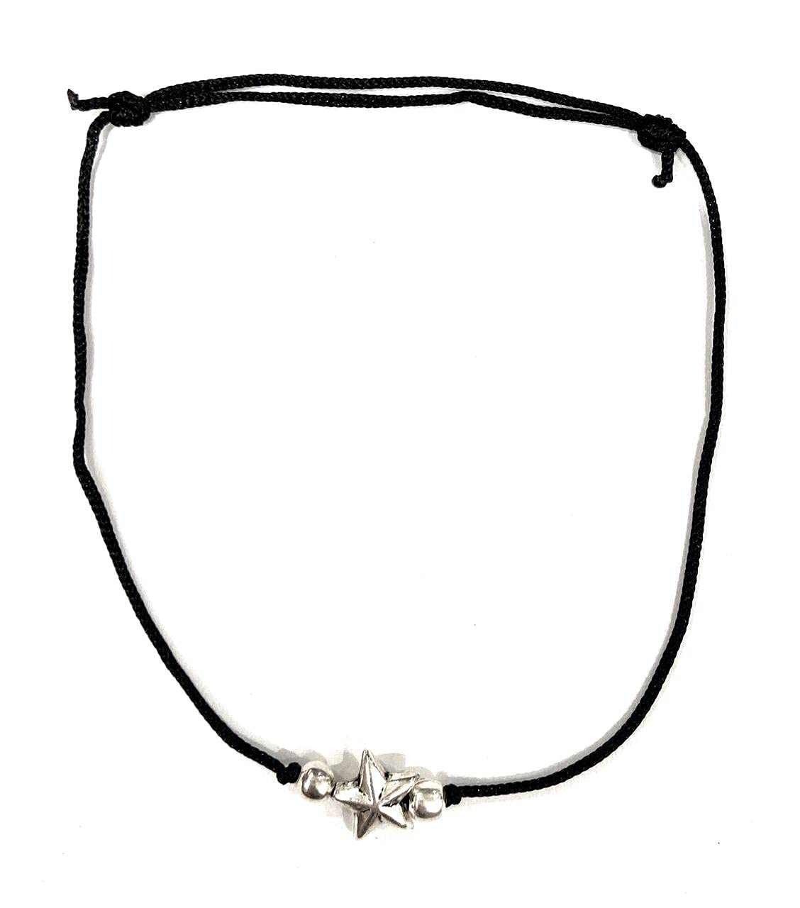 EXCLUSIVE 925 Pure Silver Star Charms Black Threaded Adjustable Anklet For Women and Girls - Single Piece-image-5