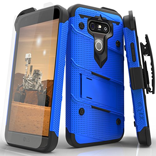 LG G5 Case, Zizo [Bolt Series] with Free [LG G5 Screen Protector Clear] Kickstand [Military Grade Drop Tested] Holster Belt Clip - LG G5