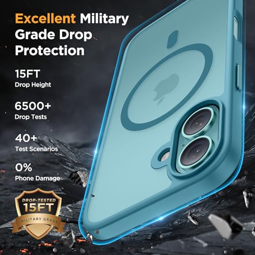 Image of Miracase Magnetic Series for iPhone 16 Case [Compatible with MagSafe] Military-Grade Protection, Anti-Fingerprint, Slim Phone Case for iPhone 16 6.1 inch - Teal