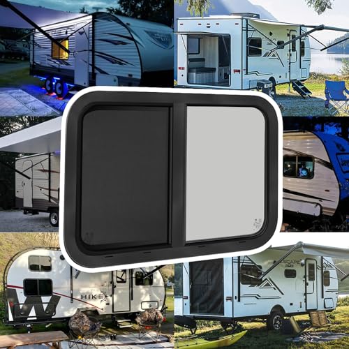 Image of 42 inchW x 22 inchH RV Windows for Cargo Trailer Camper,Tinted Horizontal Sliding | RV Cargo Trailer Camper Window Replacement w /Screen&Trim Ring,Fit 15 /16 inchor 1-3 /8 inch Thick Wall,Allow Error 1 /16 inch,DOT Approved
