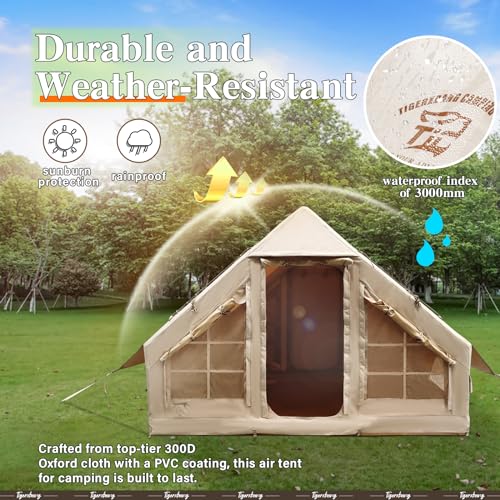 TIGERXBANG Carpa Inflable para Camping, para 4 Personas, Fácil montaje, Cabina de lujo para 4 estaciones, Impermeable y cortaviento con ventanas panorámicas miniatura 3