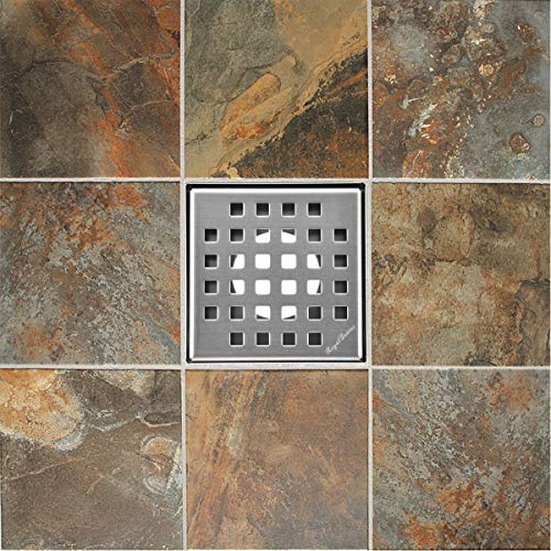Royal Square Shower Drains – Traditional Square Design - Stainless Steel Luxurious Line By Serene Steam Include Rubber Fitting (Polished Chrome) #TOP4