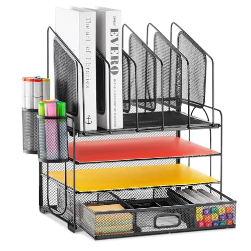 4 Camadas Organizador de Mesa, Organizador Escritorio, Organizador de Escritorio, Organizador de Mesa Escritorio com Gaveta