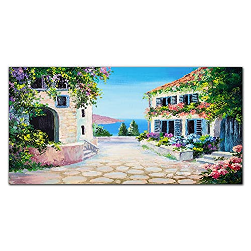 Tableau Fleurs de mer Santorini d'exception : impression photo sur toile Coloray 120x60cm