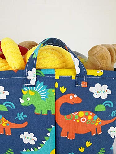 Acmuuni Square Canvas Clothes Basket Laundry Hamper With Handles Waterproof Cotton Storage Organizer For Kids Boys Girls Toys Nursery Gift Basket(Dinosaur) #TOP6
